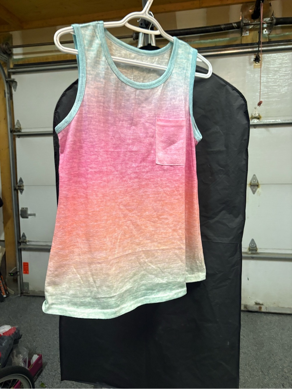 Woman’s Ombre Pocket Tank Top - Pink & Aqua